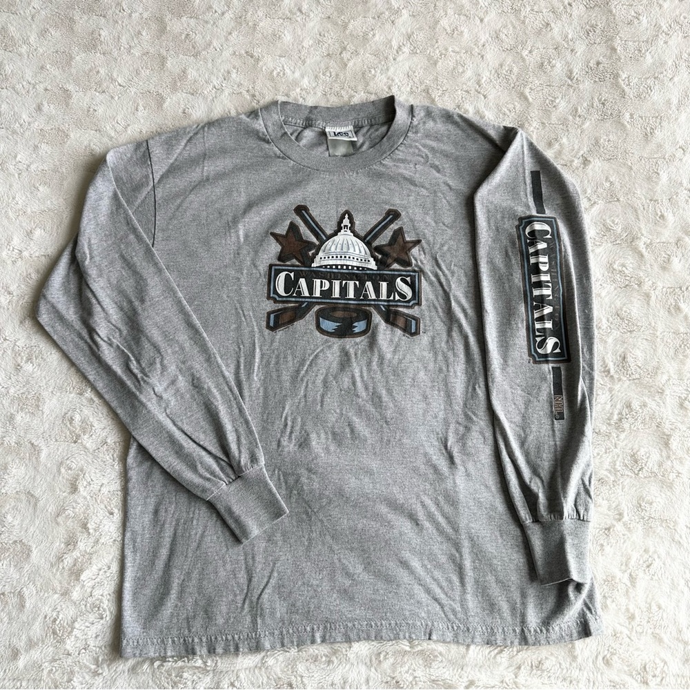 Vintage Washington Capitals Shirt Tee Mens Small Gray Lee Sport Throwback Logo